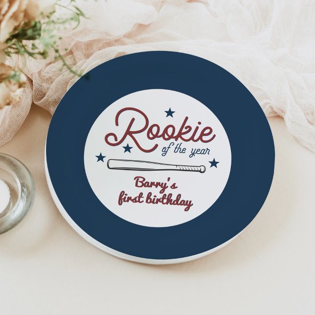 Assiettes En Carton BARRY Rookie de l'année Baseball 1er anniversaire (Créateur téléchargé)