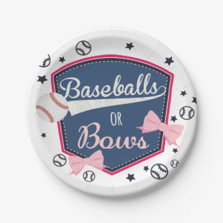 Assiettes En Carton Baseball ou bows Genre Reveal
