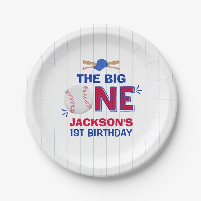 Assiettes En Carton Baseball Papier Plate Baseball 1ère fête d'anniver (Devant)