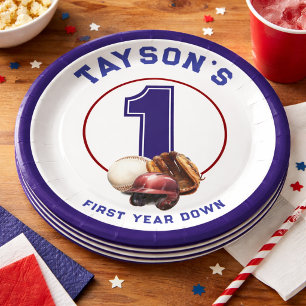 Assiettes En Carton Baseball Première Année En Bas 1er Anniversaire