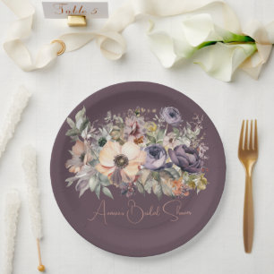 Assiettes En Carton Basil Violet Floral Bouquet Douche