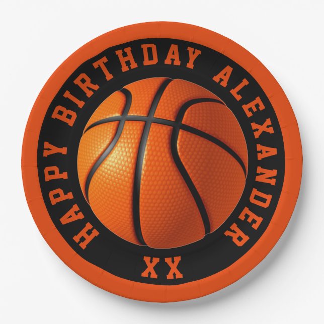 Assiettes En Carton Basket-ball Anniversaire Personnaliser (Devant)