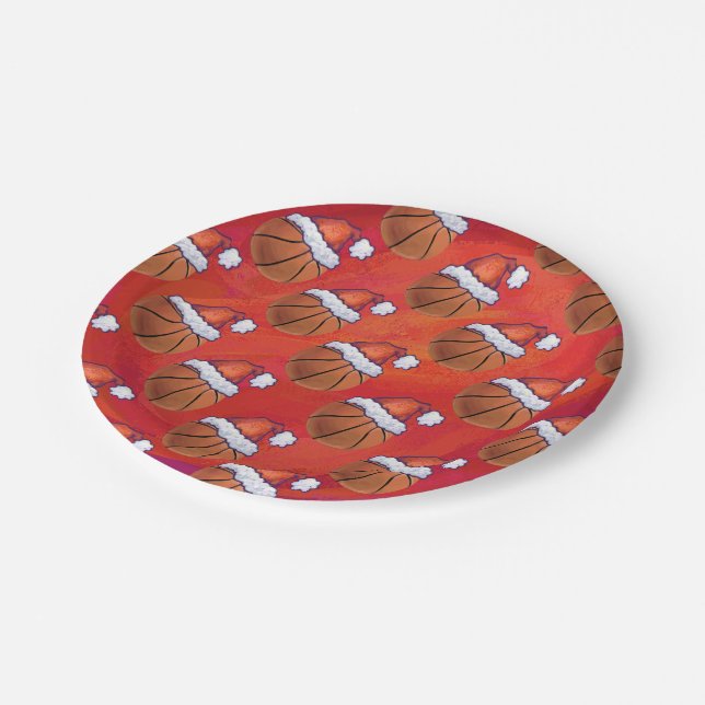 Assiettes En Carton Basket-ball en Motif de Santa Hat (Angle)