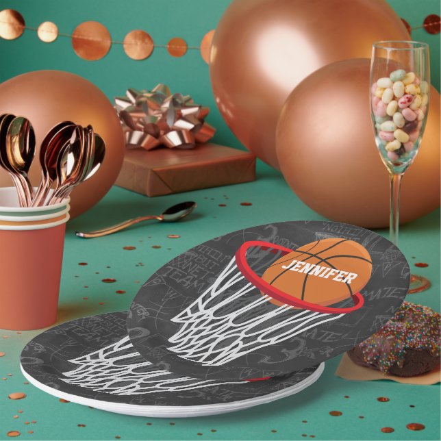Assiettes En Carton Basket-ball et cerceau de tableau de bord personna (Multi)