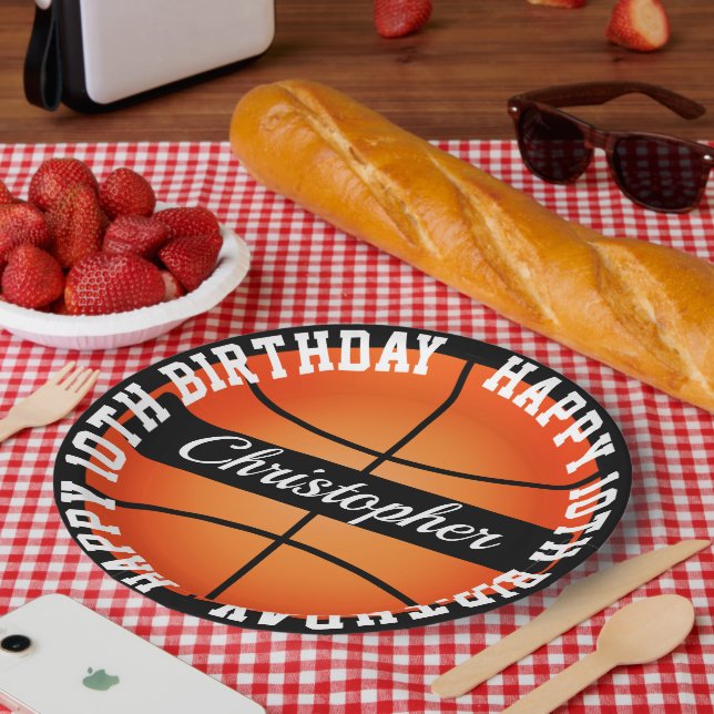 Assiettes En Carton Basket-ball Personnalisé Anniversaire (Pique-nique)