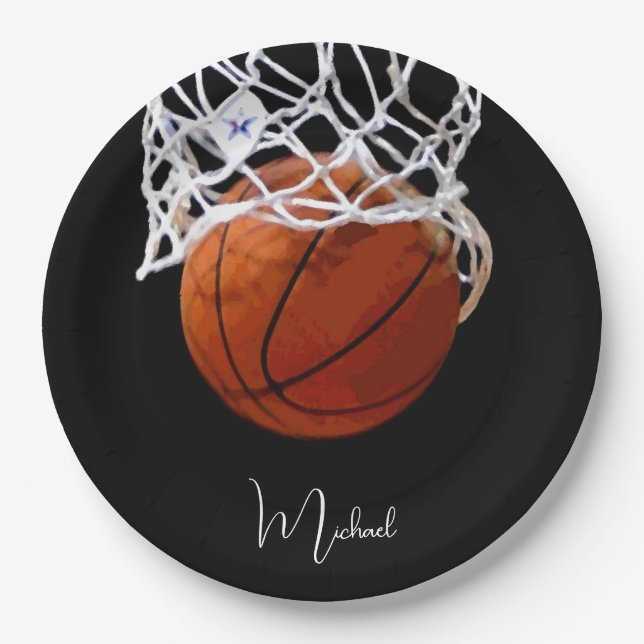 Assiettes En Carton Basket-ball Votre nom (Devant)