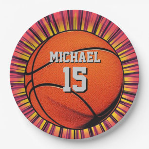 Assiettes En Carton Basket-ball Votre nom Pop Art