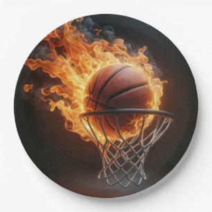 Assiettes En Carton Basket flamboyant dans le cerceau