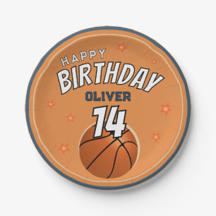 Assiettes En Carton Basketball Ball Sports Joyeux anniversaire