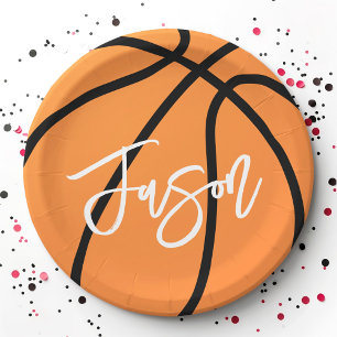 Assiettes En Carton Basketball noir orange nom personnalisé