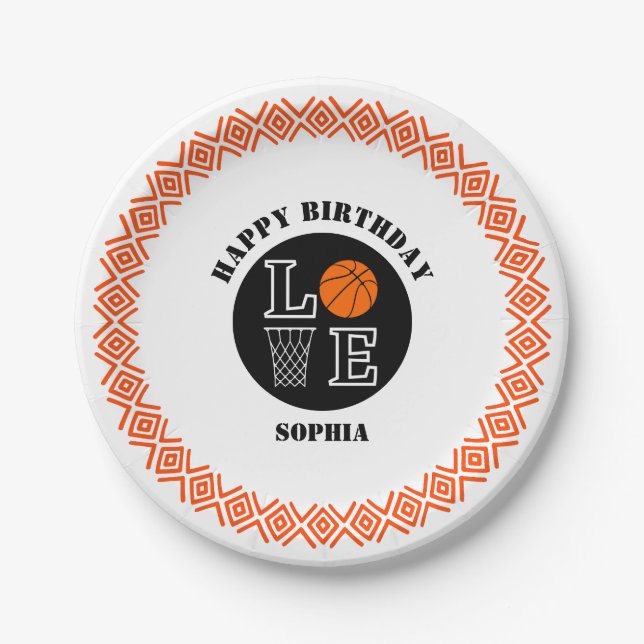 Assiettes En Carton Basketball Player Girl, Basketball Girl  Birthday (Devant)