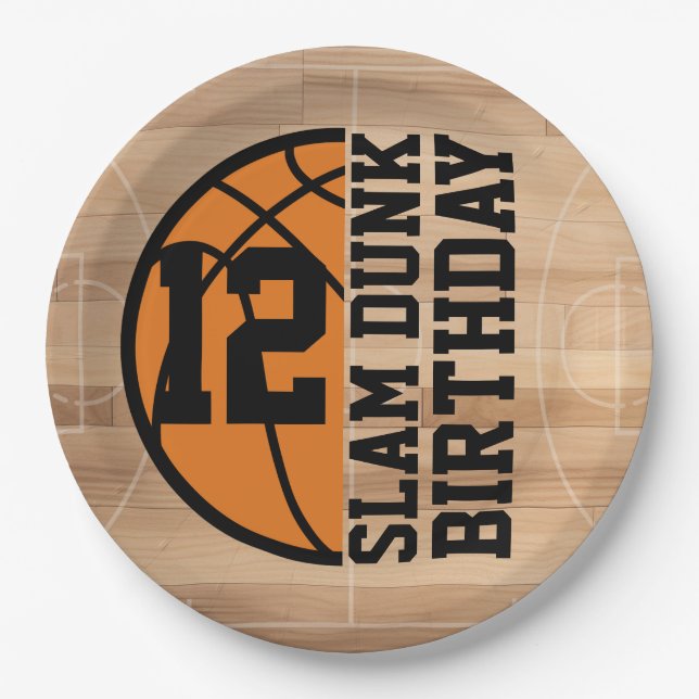 Assiettes En Carton Basketball Slam Dunk Anniversaire (Devant)