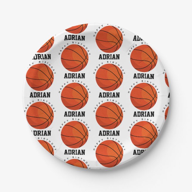 Assiettes En Carton Basketball Sports Anniversaire fête Nom personnali (Devant)