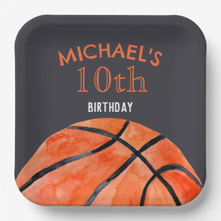 Assiettes En Carton Basketball Sports Boy 10th Birthday Party