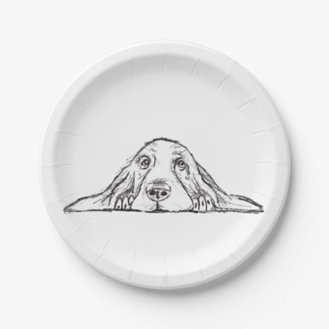 Assiettes En Carton basset blanc (Devant)
