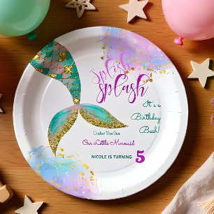 Assiettes En Carton Bassin d'anniversaire de sirène éclatante
