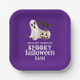 Assiettes En Carton Bat Citrouille fantôme Éffrayant Halloween Basse p