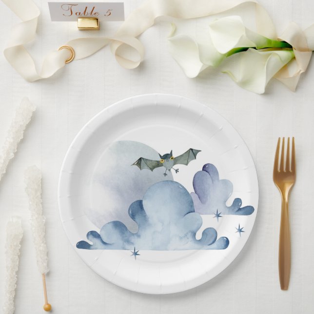 Assiettes En Carton Bat et nuages (Mariage)