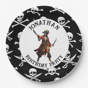 Assiettes En Carton Bateau de capitaine pirate Plaques de papier