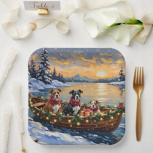 Assiettes En Carton Bateau de Noël de l'Amstaff