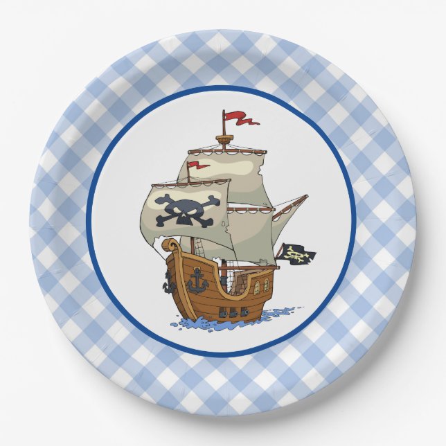 Assiettes En Carton Bateau pirate (Devant)