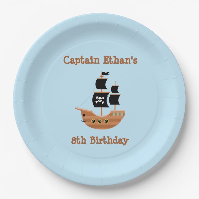 Assiettes En Carton Bateau pirate (Devant)