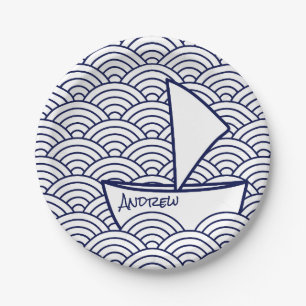 Assiettes En Carton Bateau sur plaque en papier ondulé