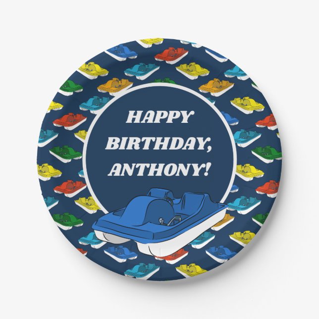 Assiettes En Carton Bateaux à pédales fête d'anniversaire Personnalisé (Devant)