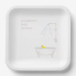 Assiettes En Carton Bathtub Rubber Duck Baby Shower Gender Neutral