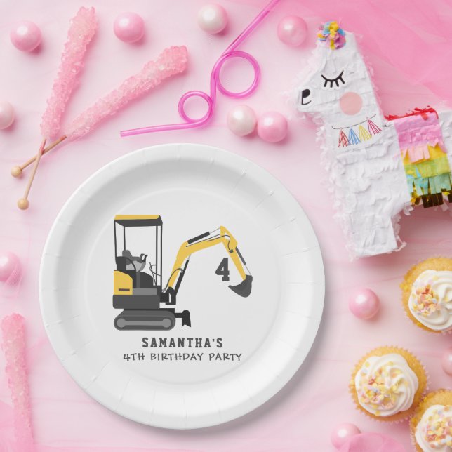 Assiettes En Carton Bâtiment de construction d'excavateur N'importe qu (Fête)