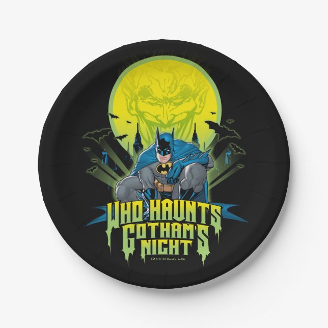 Assiettes En Carton Batman | Qui Hante La Nuit Gothams (Devant)