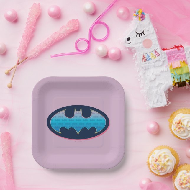 Assiettes En Carton Batman | Symbole rose et bleu (Fête)