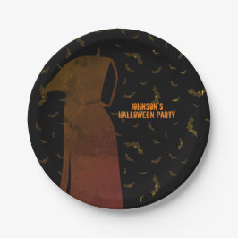 Assiettes En Carton Bats volants Halloween Grim Reaper à capuchon