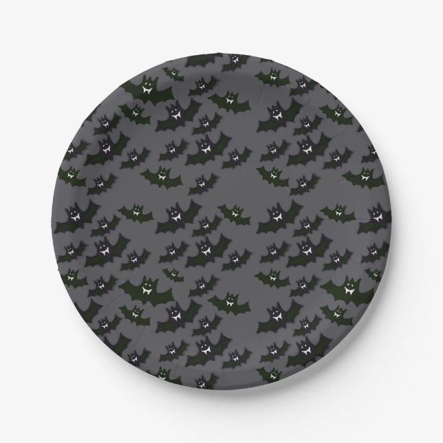 Assiettes En Carton Battes Vampire - Halloween - Plaques de papier des (Devant)