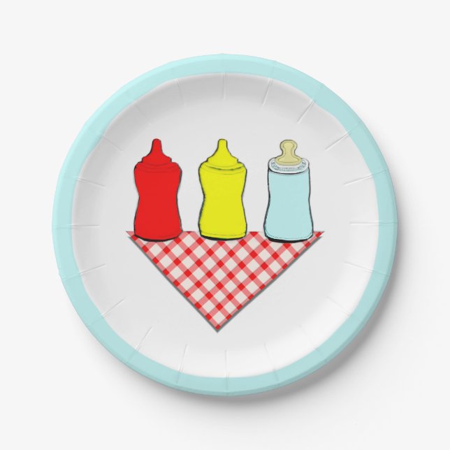Assiettes En Carton BBQ baby shower (Devant)