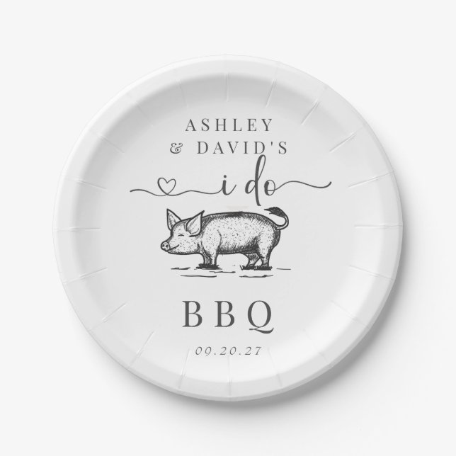 Assiettes En Carton BBQ | Douche Couples | Répétition rustique | Rôti (Devant)