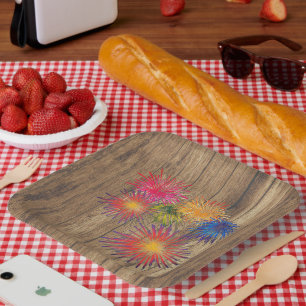 Assiettes En Carton BBQ Été Fireworks