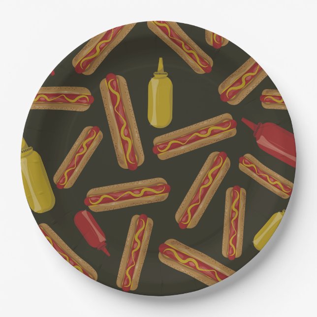 Assiettes En Carton BBQ pour chien chaud (Devant)
