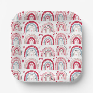 Assiettes En Carton Be My Valentines Day Rainbow Carré