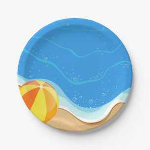 Assiettes En Carton Beach-ball À La Plage