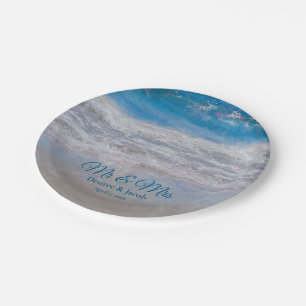 Assiettes En Carton Beach Blue Tropical Ocean Waves Mariage côtier