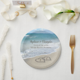 Assiettes En Carton Beach Wedding Hearts