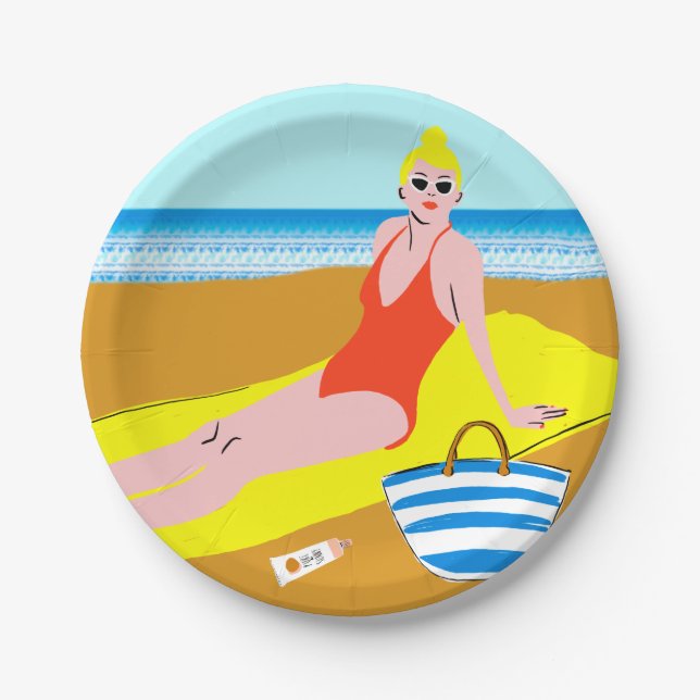 Assiettes En Carton Beachy Keen - Jaune (Devant)