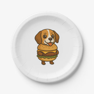 Assiettes En Carton Beagle drôle avec Burger Créature mythique drôle