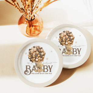 Assiettes En Carton Bearly Wait Boho Balloon Baby shower neutre