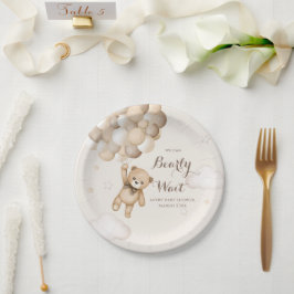 Assiettes En Carton Bearly Wait Brown Bear Balloon Baby shower