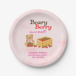 Assiettes En Carton Beary Berry Sweet Strawberry Girl Anniversaire