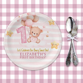 Assiettes En Carton Beary Sweet One Paper Plates | Boho Bear First Bir
