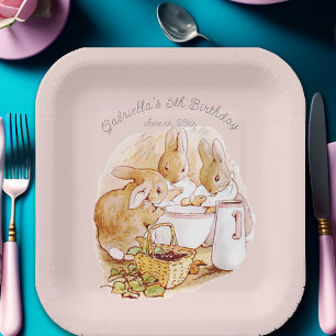 Assiettes En Carton Beatrix Potter Bunnies Berries et crème Anniversai
