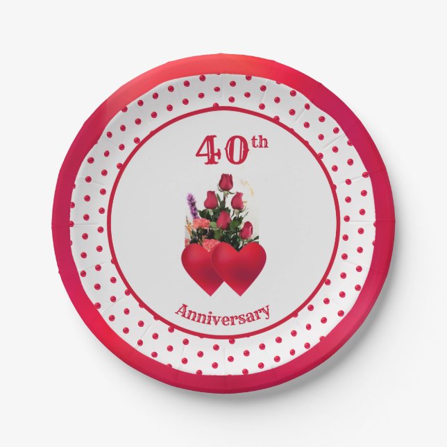 Assiettes En Carton Beau 40e anniversaire (Devant)